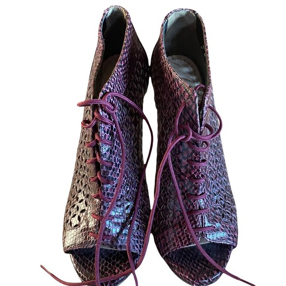 (2 for $45) Leather Burgundy Sexy Lace-Up Shoes - Picture 3 of 7